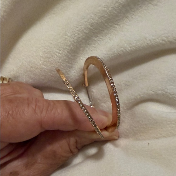 Jewelry - 3/$20 Gold Hoop Earrings with  Rhinestone Accents
